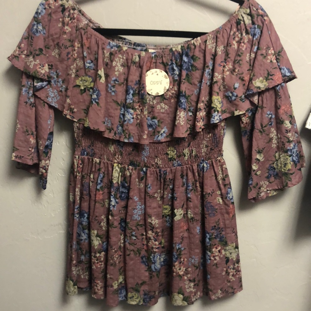 Floral print off shoulder top